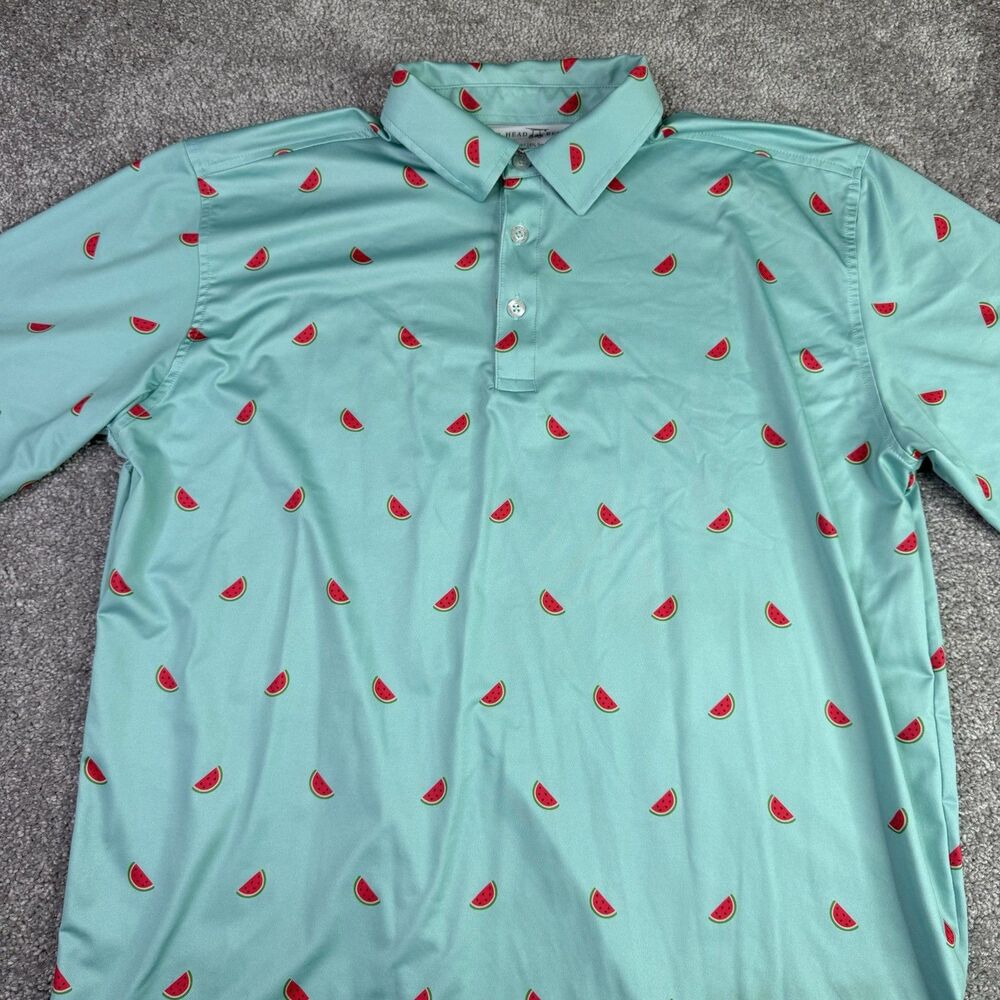 Bald Head Blues Shirt Men’s Large Green Golf Polo Short Sleeve Watermelon Print